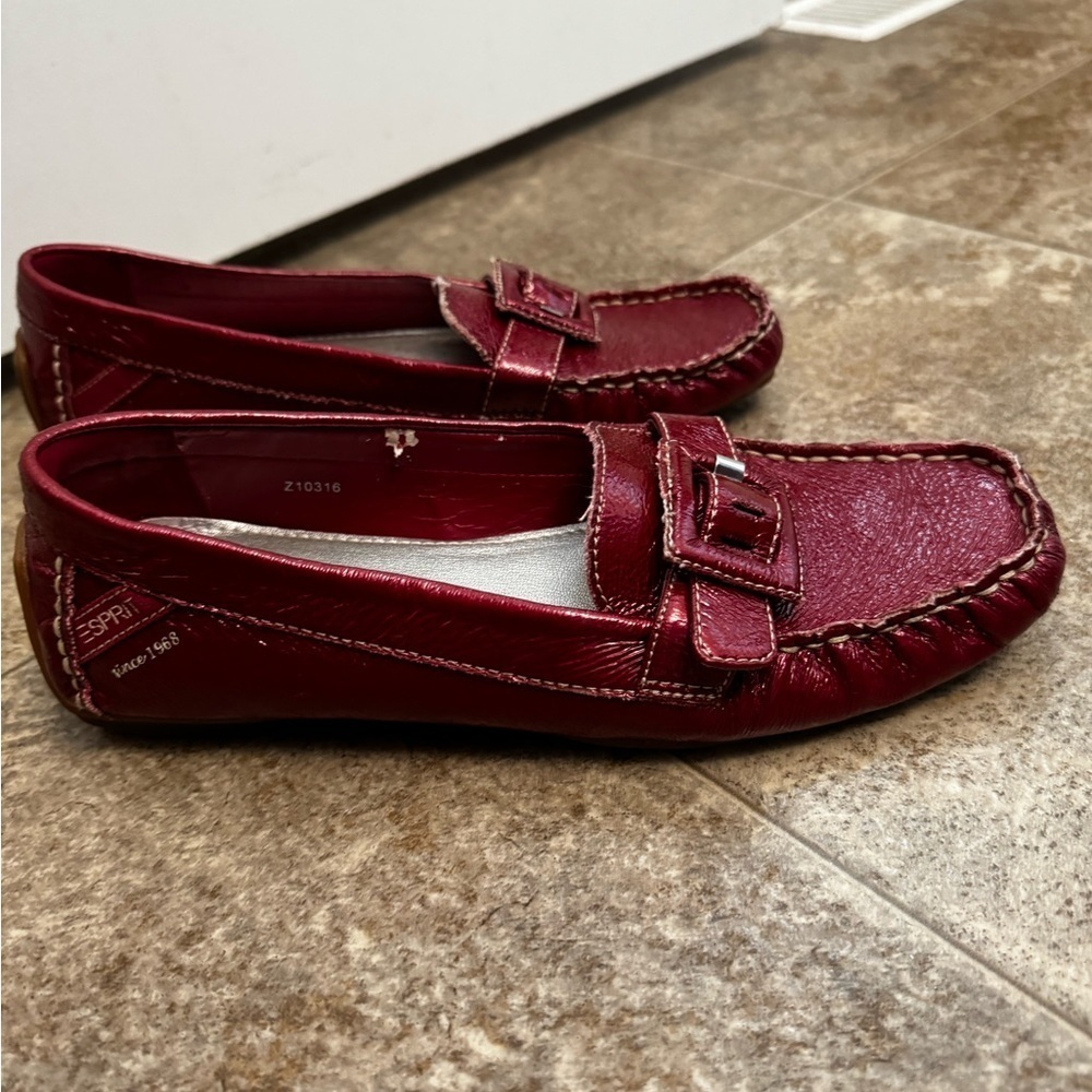 Esprit Red Flats with Patent Leather Finish